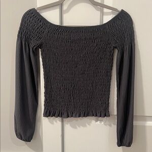 Chic Black Smocked Women's Blouse